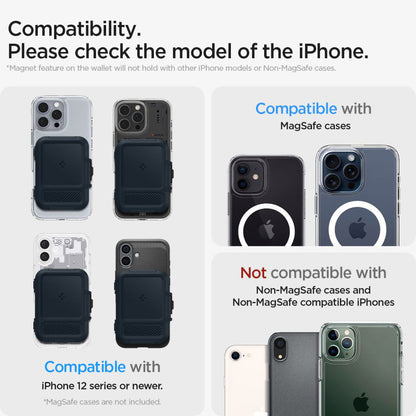 Portafoglio Magsafe, Spigen, Lock Fit, Nero