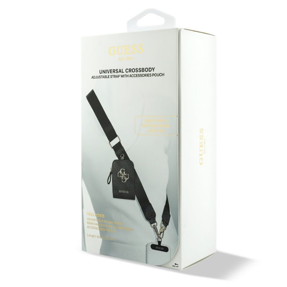 Wallet and Guess 4G Metal Logo Phone Lanyard, Black