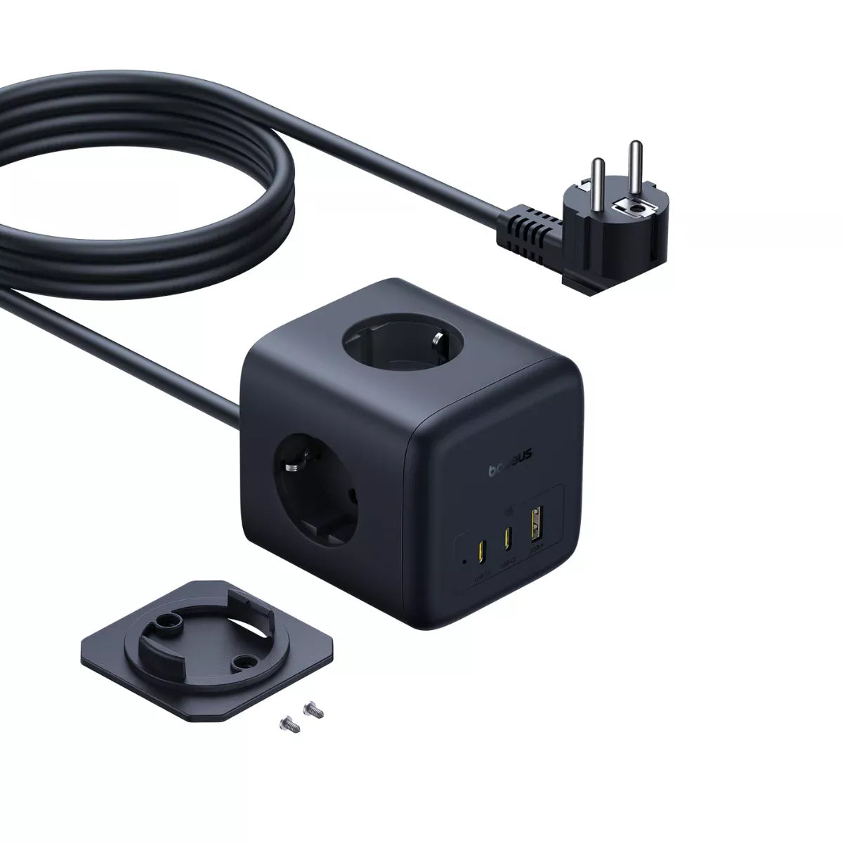 Baseus EnerFill FA11 Verlängerungskabel, 67W, 3.35A, 1 x USB-A - 2 x USB-C - 3 x Schuko, Schwarz E00082100123-00