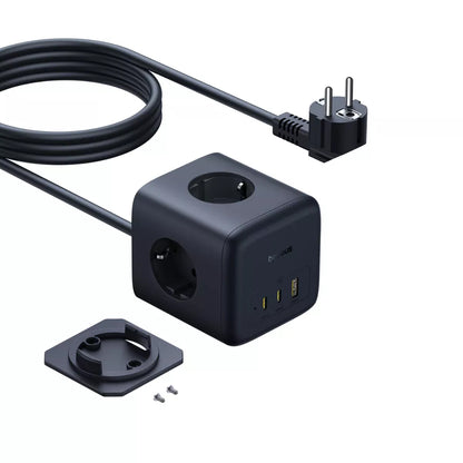 Baseus EnerFill FA11 Verlängerungskabel, 67W, 3.35A, 1 x USB-A - 2 x USB-C - 3 x Schuko, Schwarz E00082100123-00