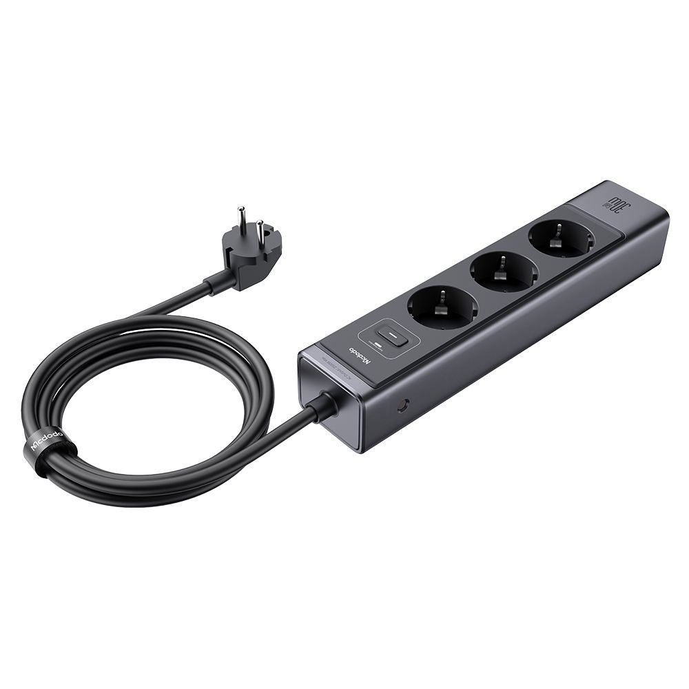 Prolunga McDodo CH-0620, 3 x Schuko - 1 x USB-A - 2 x USB-C, Nero