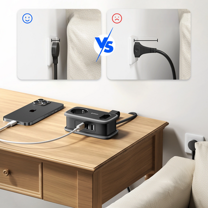 Prolunga Orico APP, 1 x Schuko - 1 x Presa - 2 x USB-A - 1 x USB-C, Nero Grigio