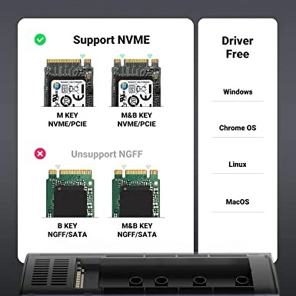 Rack UGREEN CM400 (10902) per SSD M.2 NVMe, Grigio