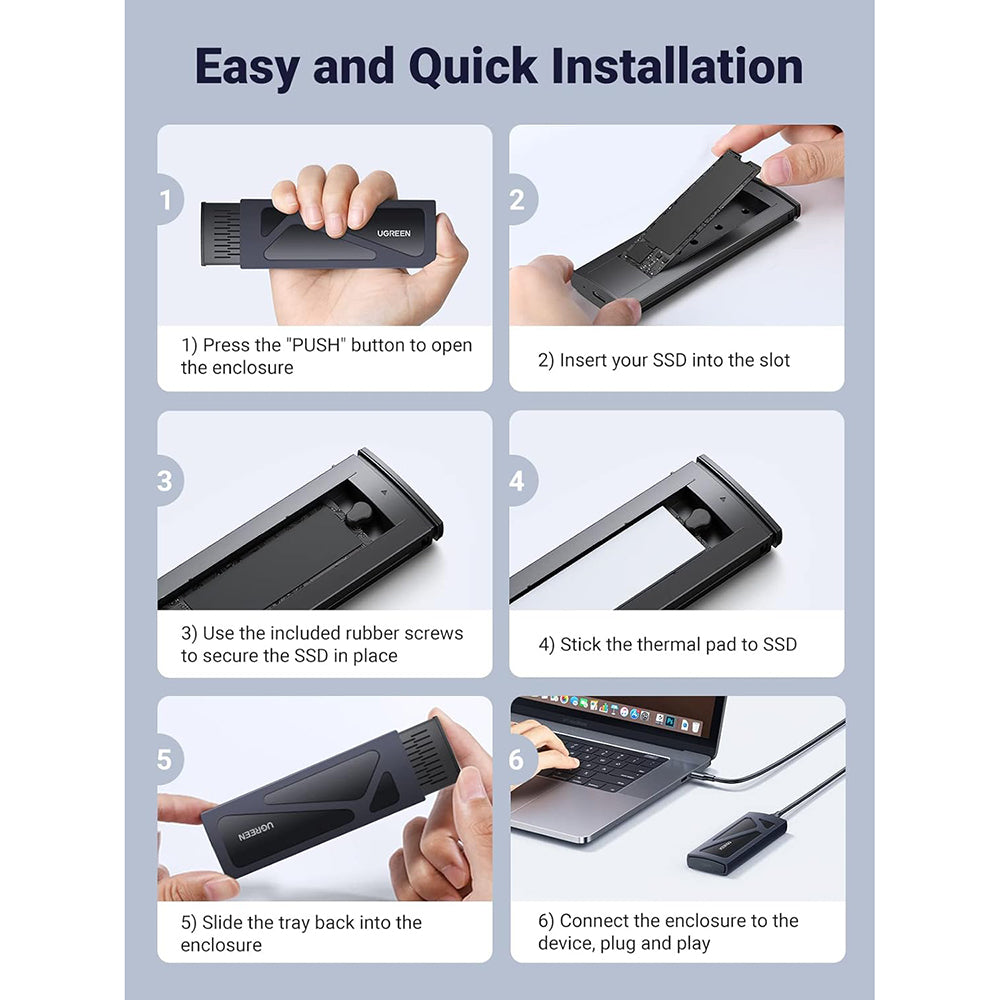 UGREEN CM578 Rack für SSD M.2 NVMe, Grau
