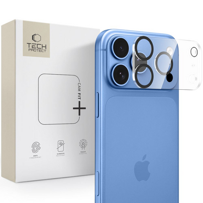 Tech-Protect Cam Fit+ Rückkamera-Schutzrahmen für Apple iPhone 18 Pro, gehärtetes Glas, transparent