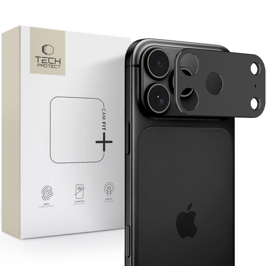 Cornice protettiva per fotocamera posteriore Tech-Protect Camalloy Fit+ per Apple iPhone 18 Pro, Alluminio, Nera