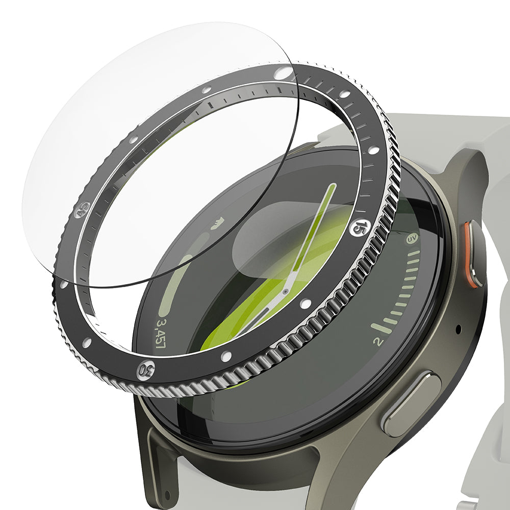 Cadre de protection Ringke Premium Styling pour Samsung Galaxy Watch7 44mm, Modèle 2, Noir