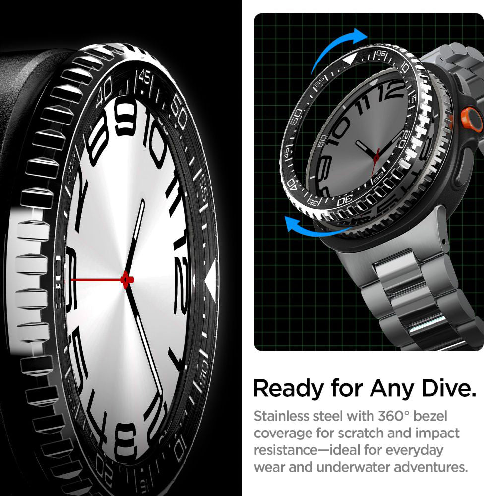 Cadre de protection Spigen Tune Pro Diver pour Samsung Galaxy Watch8 Classic, Noir
