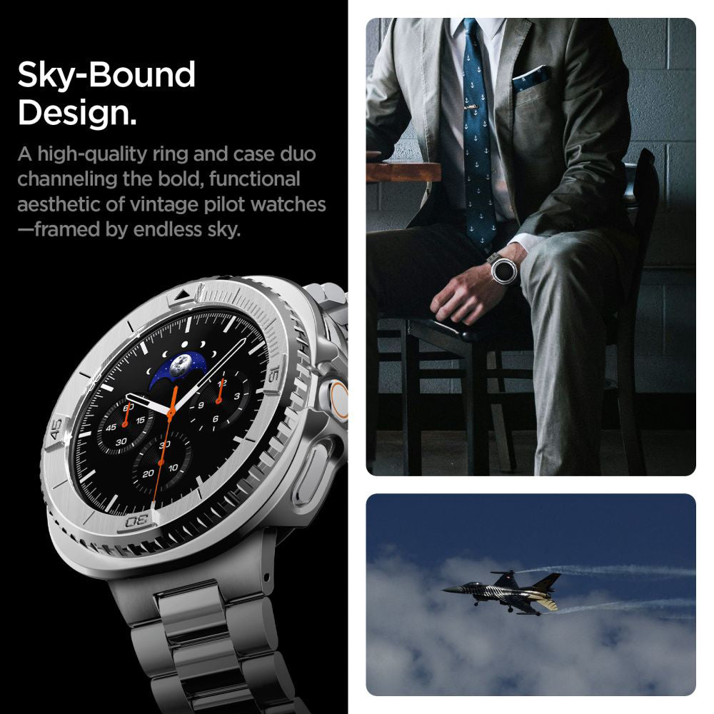 Spigen Tune Pro Pilot Protection Frame for Samsung Galaxy Watch8 Classic, Silver