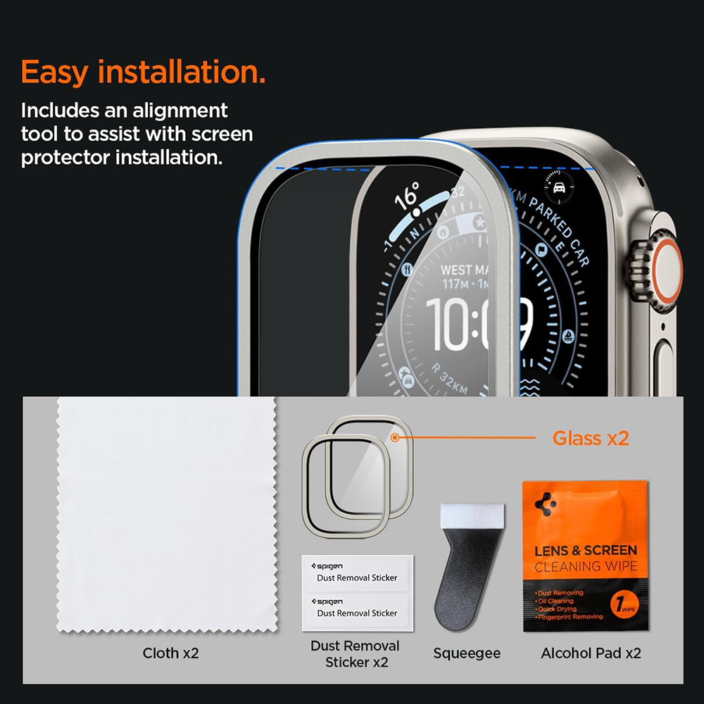 Cadre de protection Spigen Tune with Glass pour Apple Watch Ultra Series, argenté ACS11595