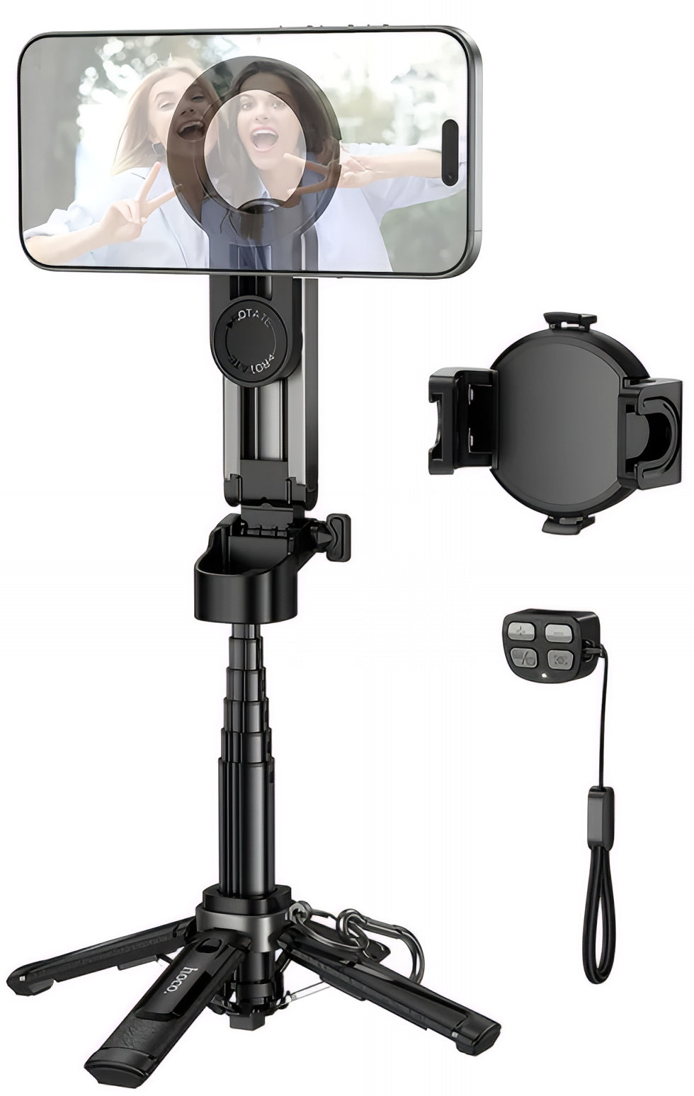 Selfie Stick Bluetooth HOCO K27 Pro, Universal, Schwarz