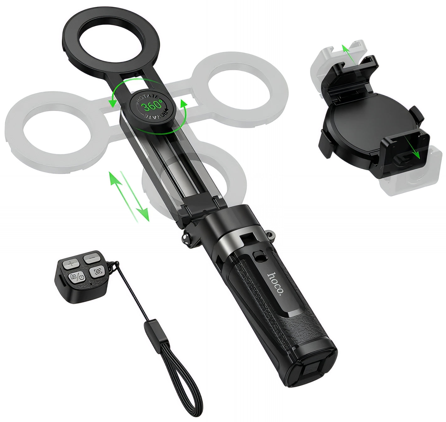 Selfie Stick Bluetooth HOCO K27 Pro, Universal, Schwarz