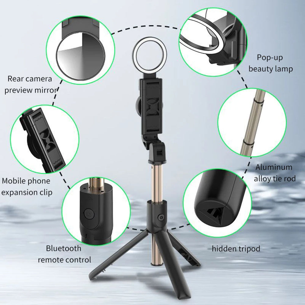 Selfie Stick Bluetooth Techsuit K13, Universale, Nero