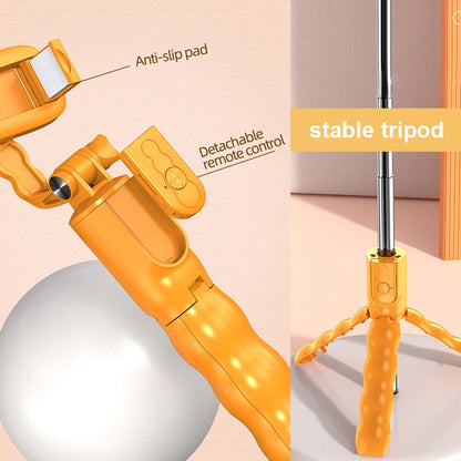 Selfie Stick Bluetooth Techsuit KT01, Universale, Arancione