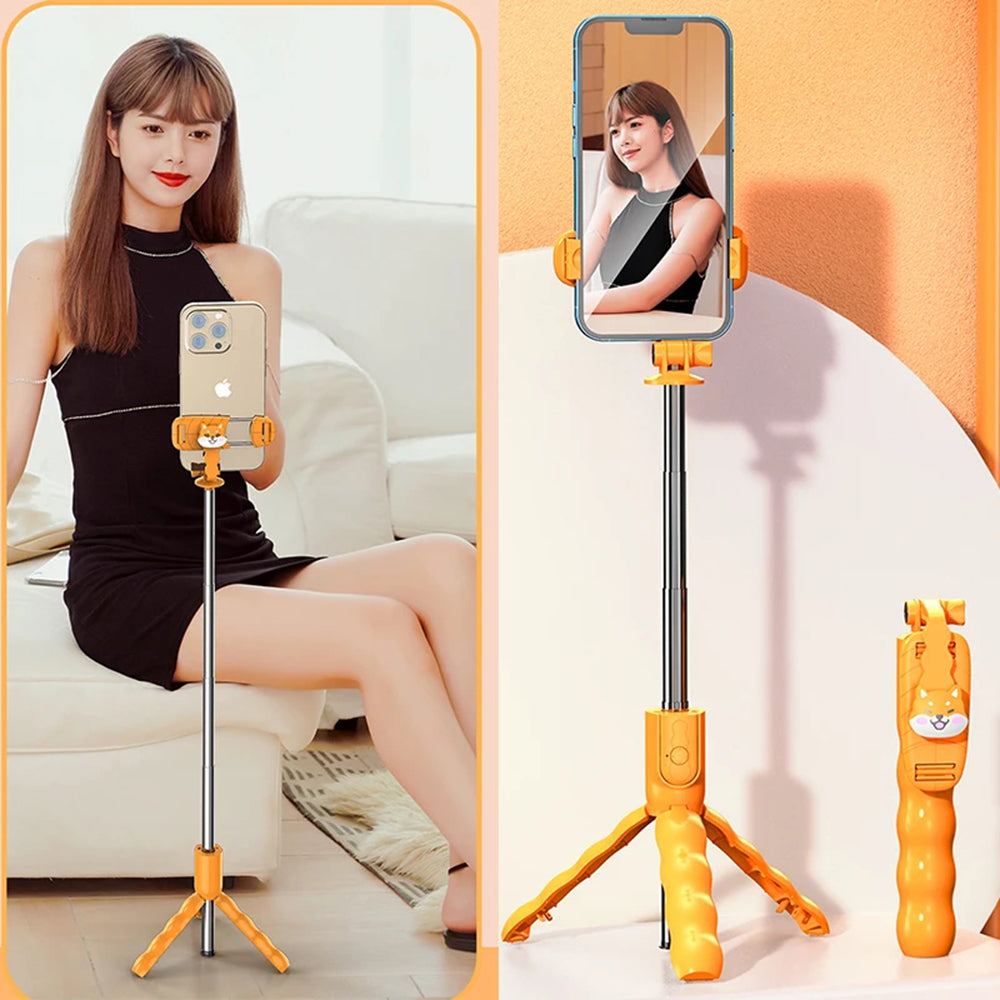 Selfie Stick Bluetooth Techsuit KT01, Universale, Arancione