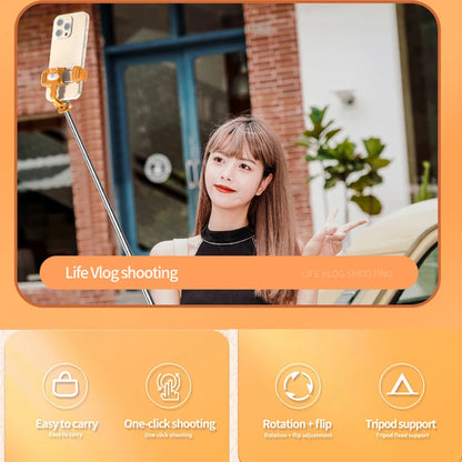 Selfie Stick Bluetooth Techsuit KT01, Universale, Arancione