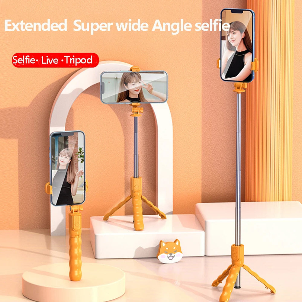 Selfie Stick Bluetooth Techsuit KT01, Universale, Arancione