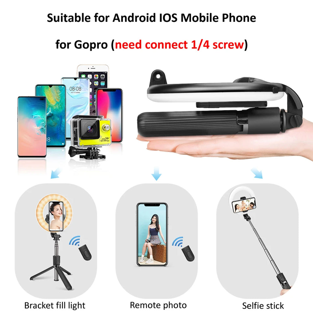 Selfie Stick Bluetooth Techsuit L07, Universale, Nero