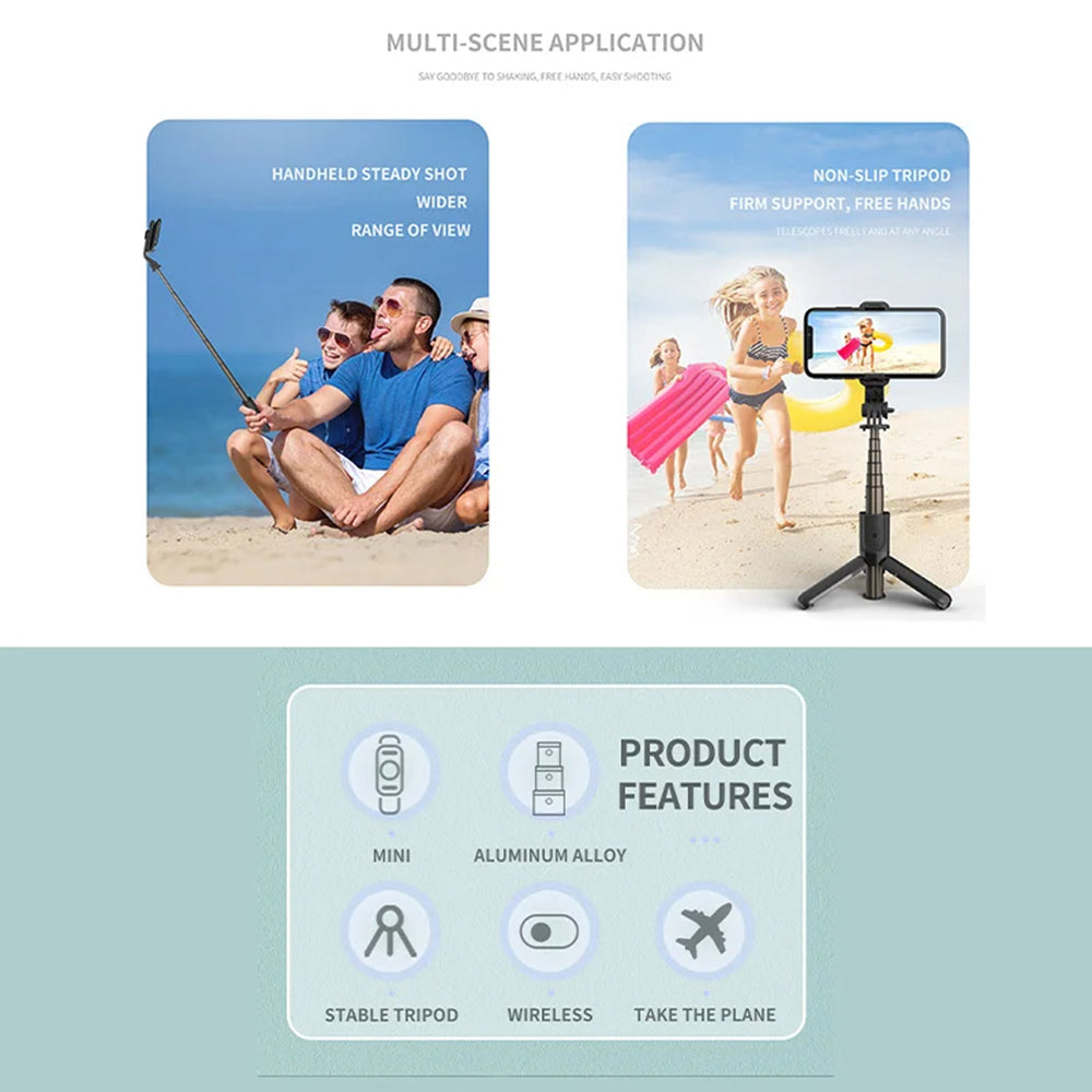 Selfie Stick Bluetooth Techsuit L10, Universal, Schwarz