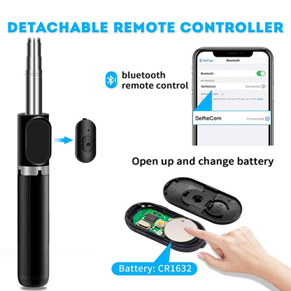 Selfie Stick Bluetooth Techsuit Q02, Universale, Nero