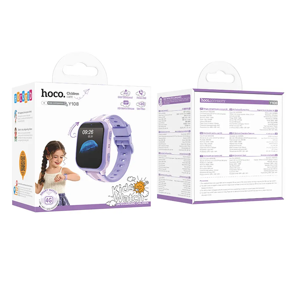Smartwatch HOCO Y108 Kids Call, Lila