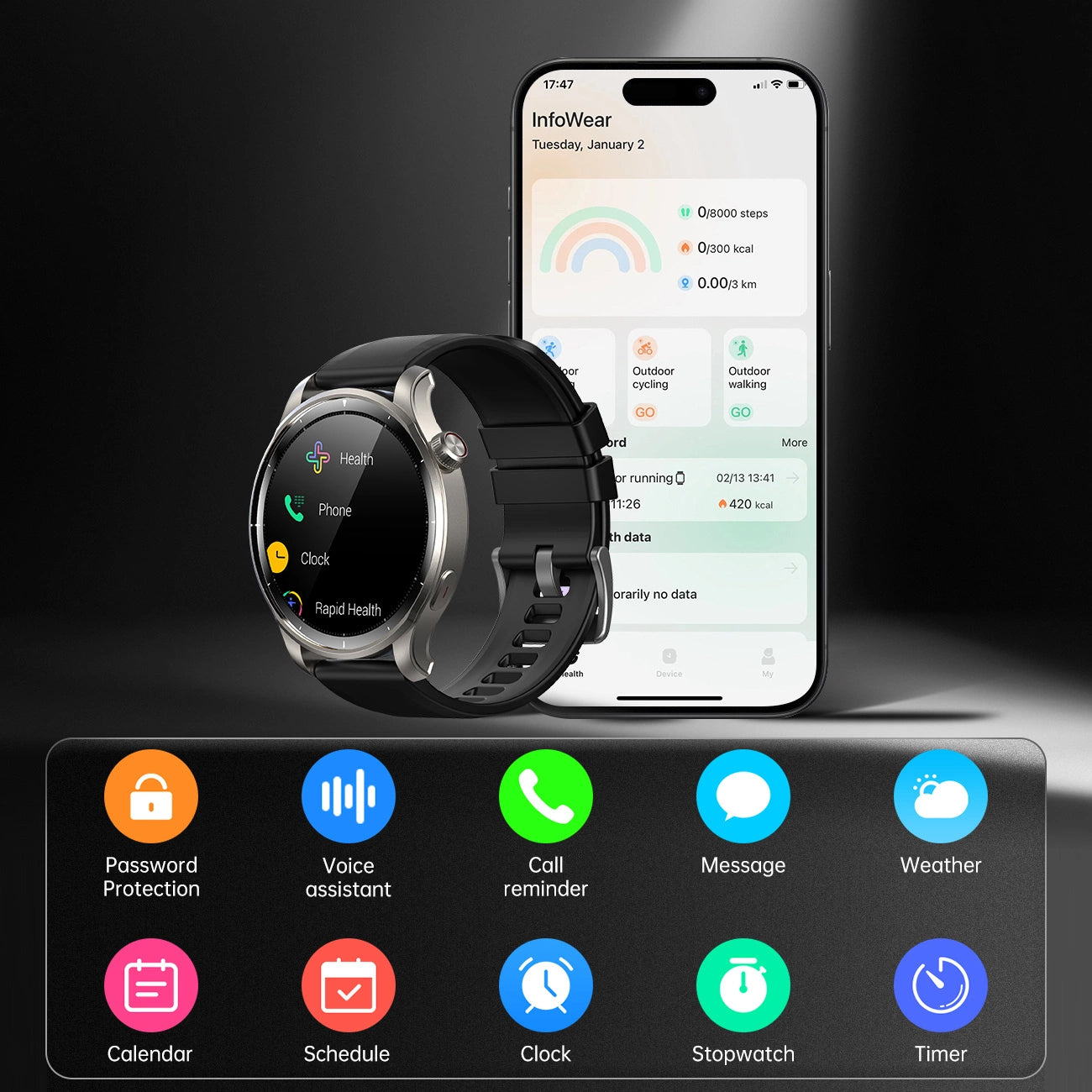 Smartwatch Joyroom JR-FV1, Grigio