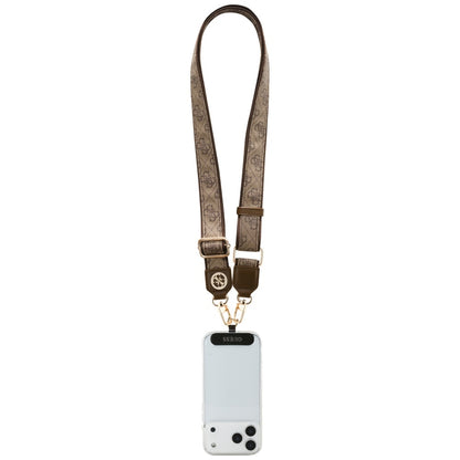 Lanière Téléphone Guess 4G Strass Logo Métallique, Marron