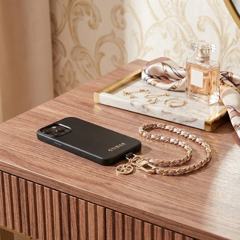 Cordino per Telefono Guess Saffiano 4G Charm, Nero