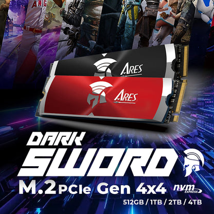 Solid State Drive (SSD) Dato Ares Dark Sword, NVME 1.4, PCIE Gen4x4, 4TB, Rouge ARSDSR-4TB