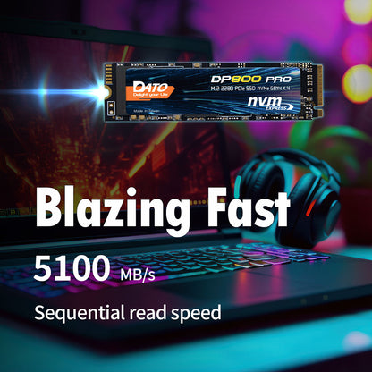 Solid State Drive (SSD) Dato DP800 Pro, NVME M.2 2280, PCIe, 4TB, Black DP800PSSD-4TB