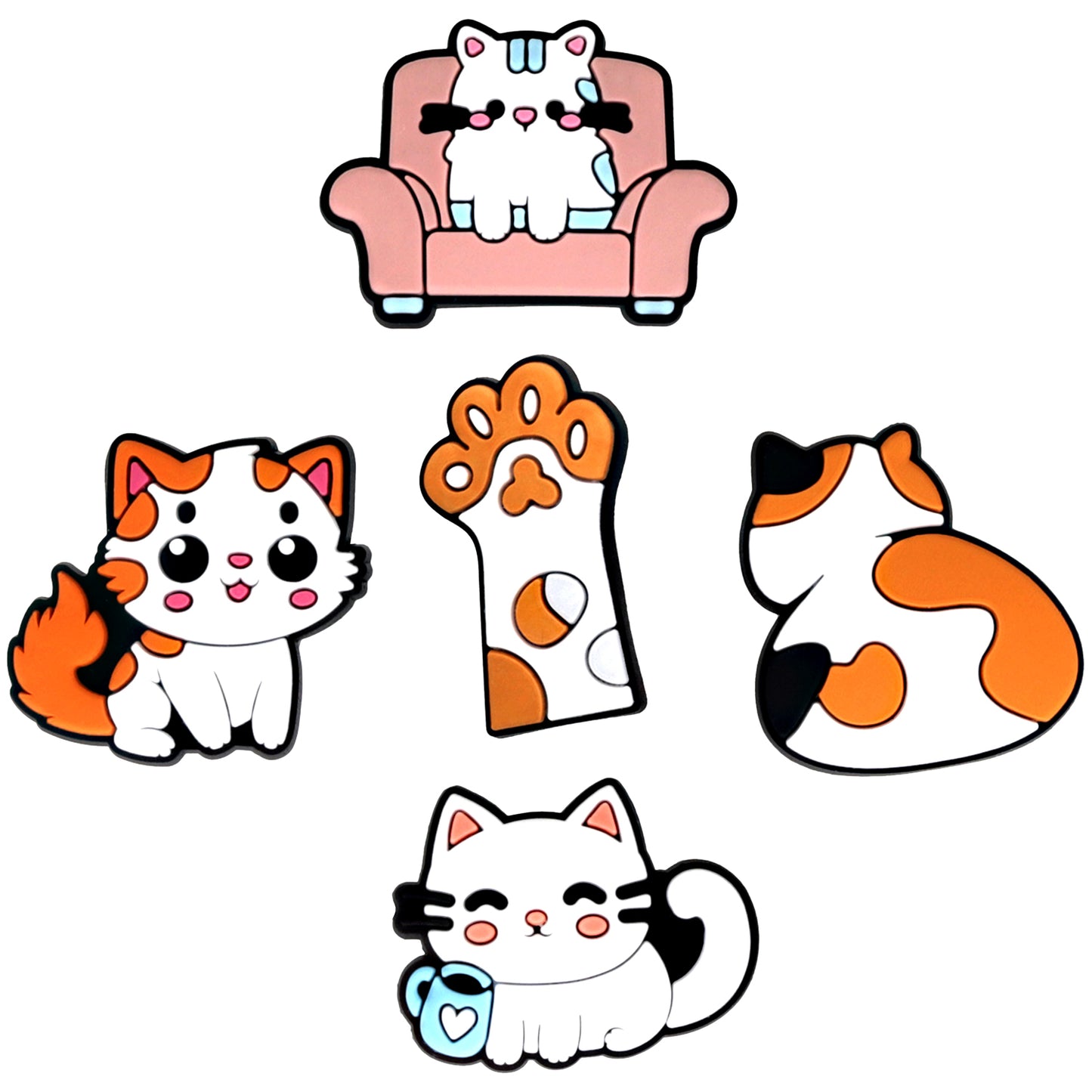 Sticker 3D OEM Gatto per Custodia Telefono / Tablet, Set 5 pezzi, Multicolore
