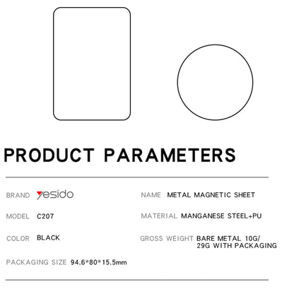 Autocollant Métallique Yesido C207 2en1, Noir