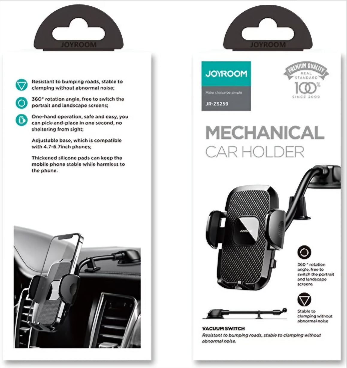 Supporto Auto Joyroom JR-ZS259 Dash, 4.7inch - 6.9inch, Nero