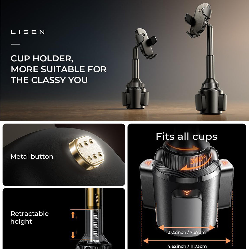 Support Auto Lisen, 4.7 pouces - 7.2 pouces, Noir YL0220100001