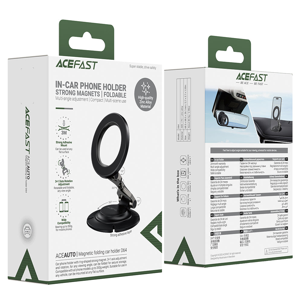 Supporto Auto Magnetico Acefast D64, Universale, Nero