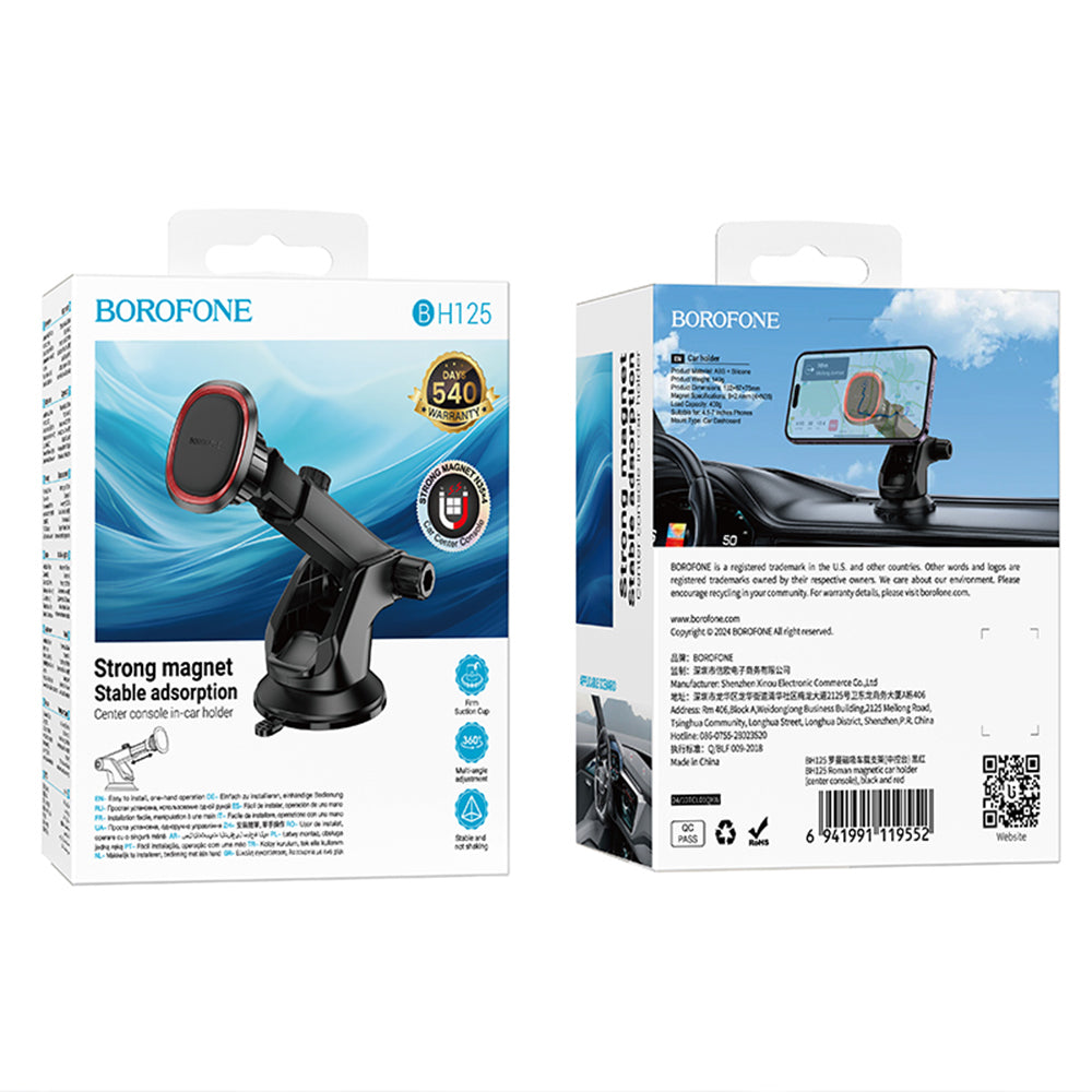 Supporto Auto Magnetico Borofone BH125 Roman, Universale, Nero