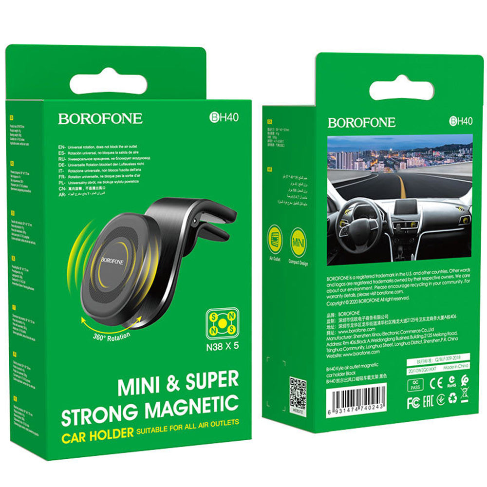 Supporto Auto Magnetico Borofone BH40 Kyle, Universale, Nero