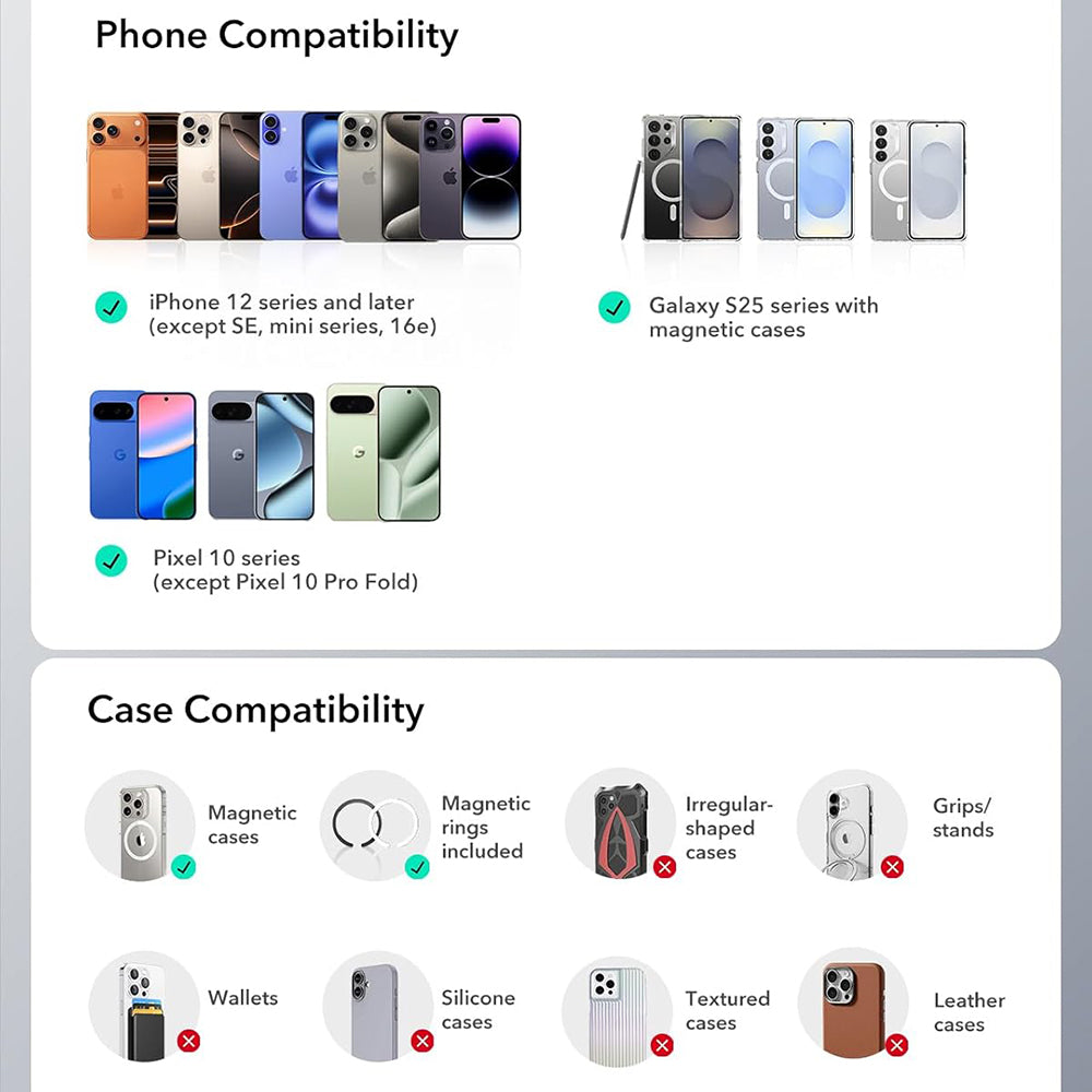 Supporto Auto Magnetico ESR OmniLock Vent, Universale, Nero