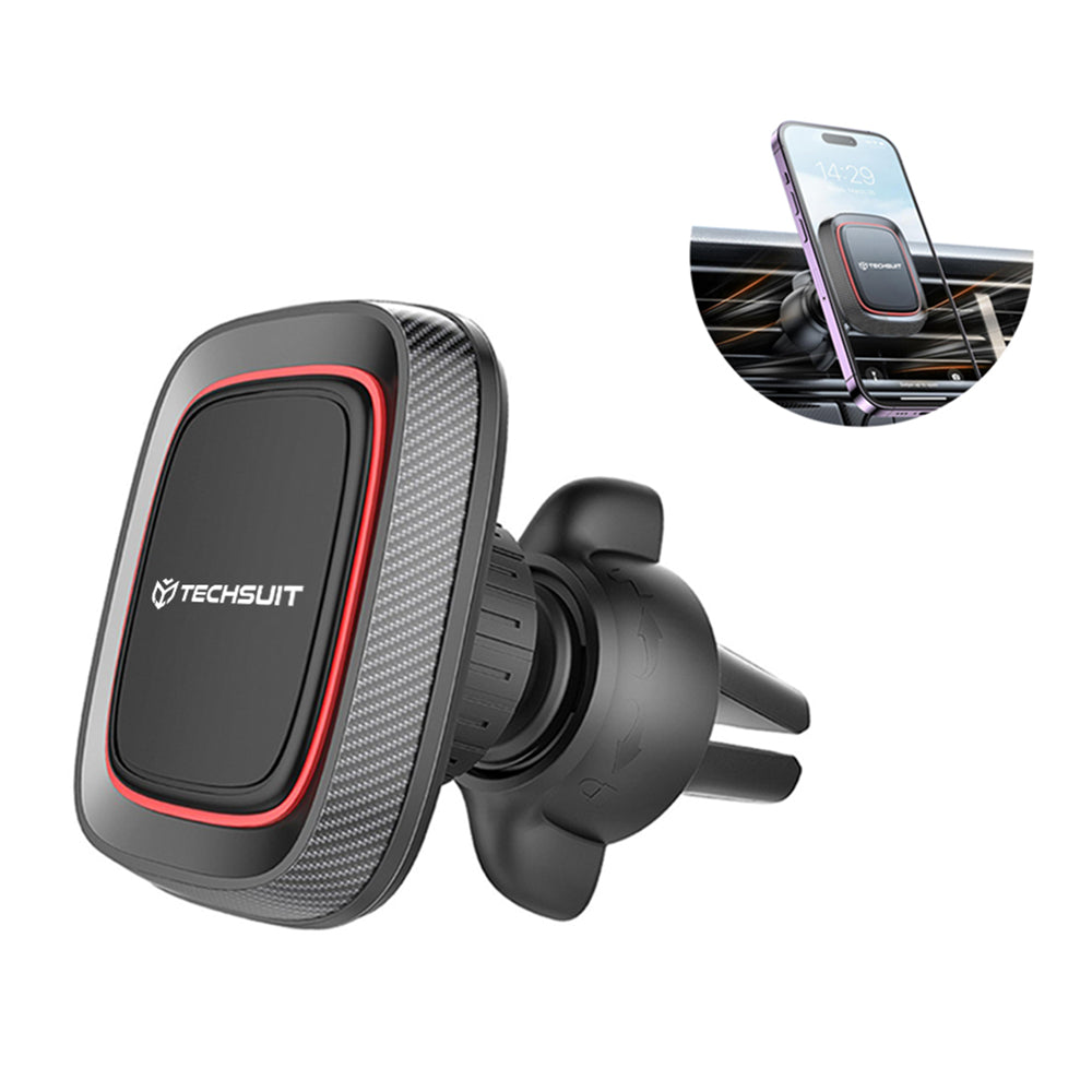 Magnetische Autohalterung Techsuit S4, Universal, Schwarz Rot