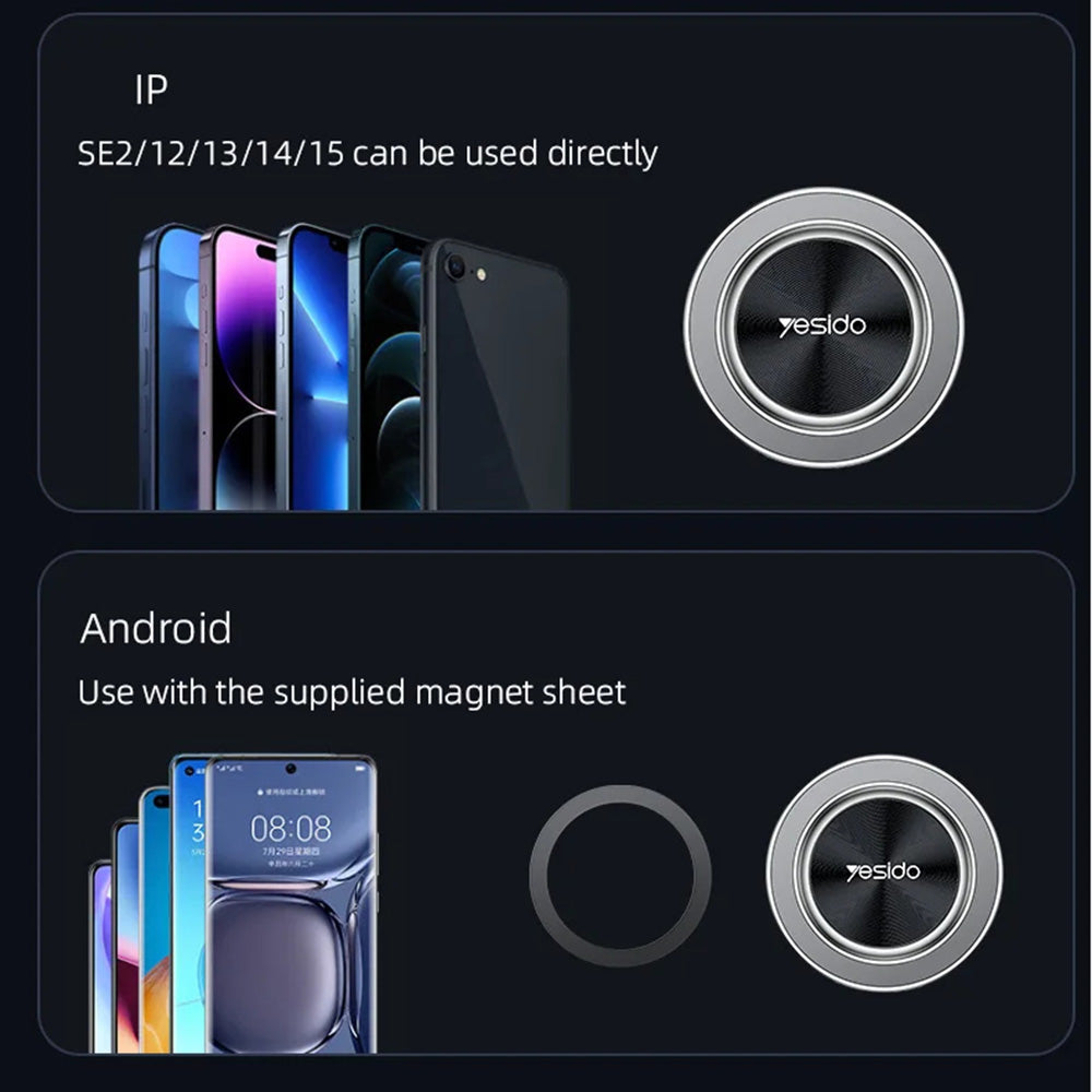 Supporto Auto Magnetico Yesido C179, Universale, Nero