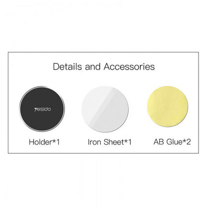 Support Auto Magnétique Yesido C38, Universel, Noir