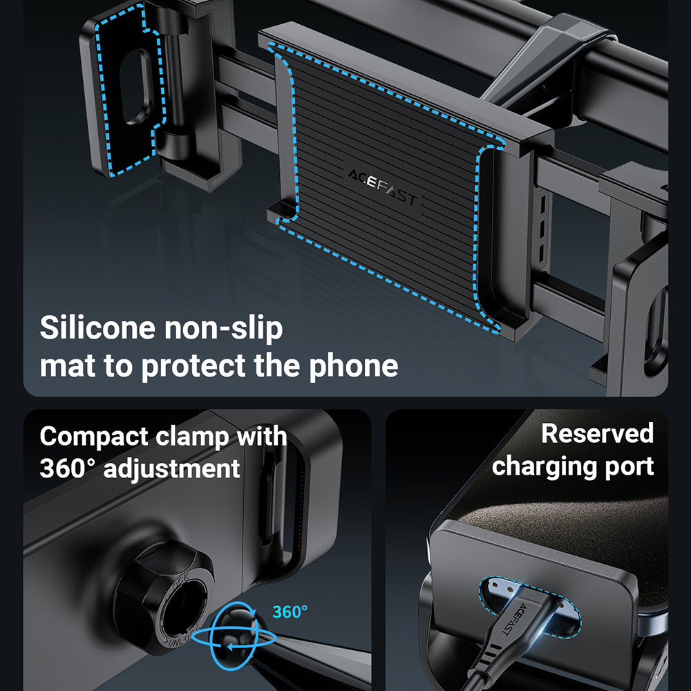 Auto-Kopfstützenhalter Acefast D8, 4,7 Zoll - 12,9 Zoll, Schwarz