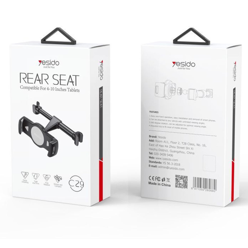 Supporto Auto Poggiatesta Yesido C29, 4 pollici - 10 pollici, Nero