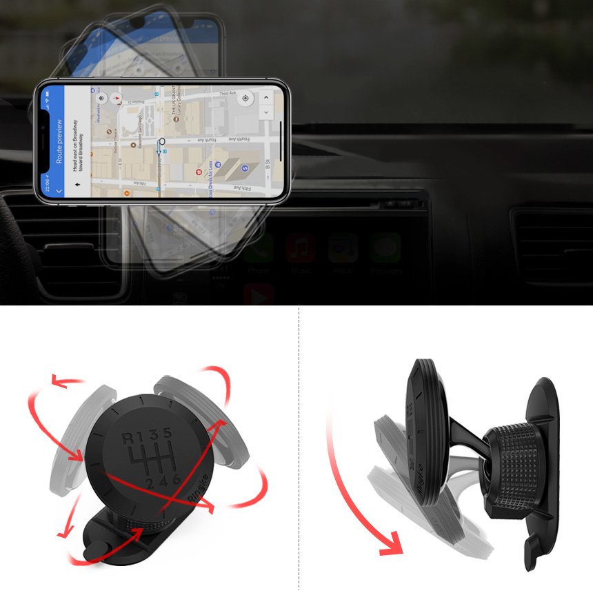 Support Auto Magnétique Ringke Gear, Universel, Noir
