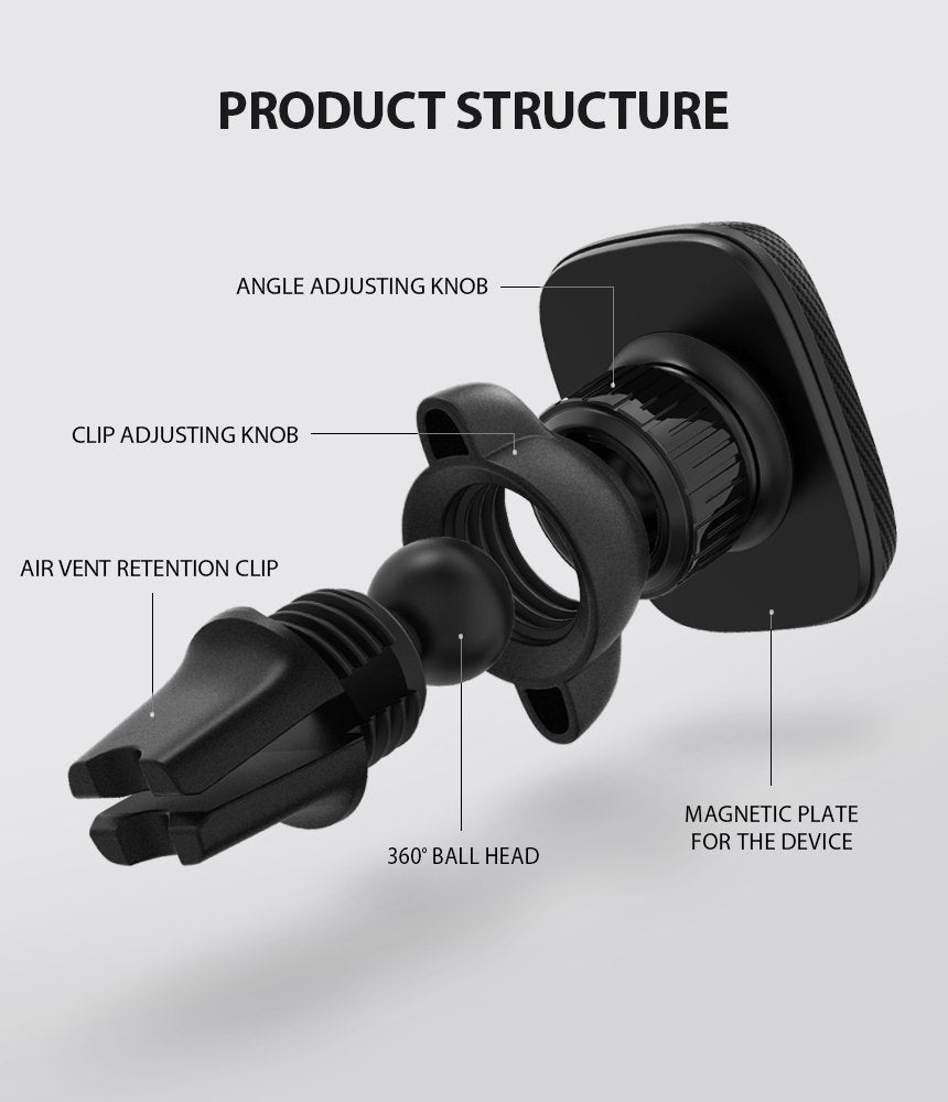Support Auto Magnétique Ringke Power Clip, Universel, Noir