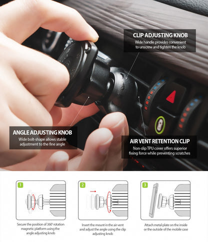 Support Auto Magnétique Ringke Power Clip, Universel, Noir