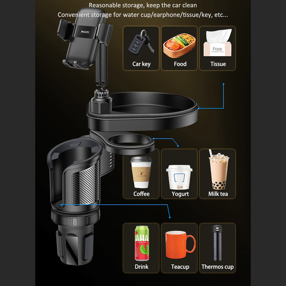 Support Auto Yesido C274, 4.7 pouces - 7.2 pouces, Noir