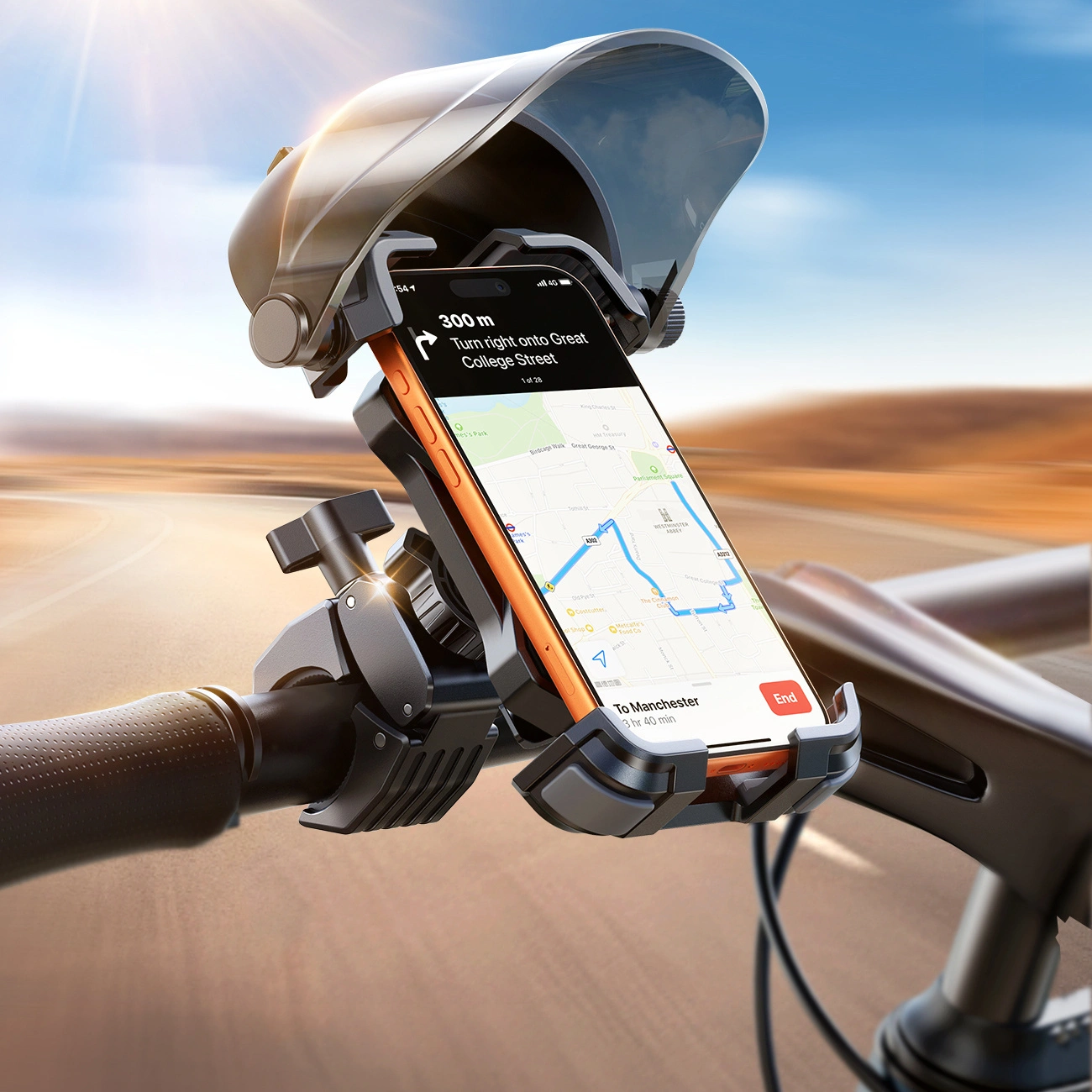 Support Vélo Moto avec Pare-soleil Joyroom JR-ZS528, 4,7 pouces - 7 pouces, Noir