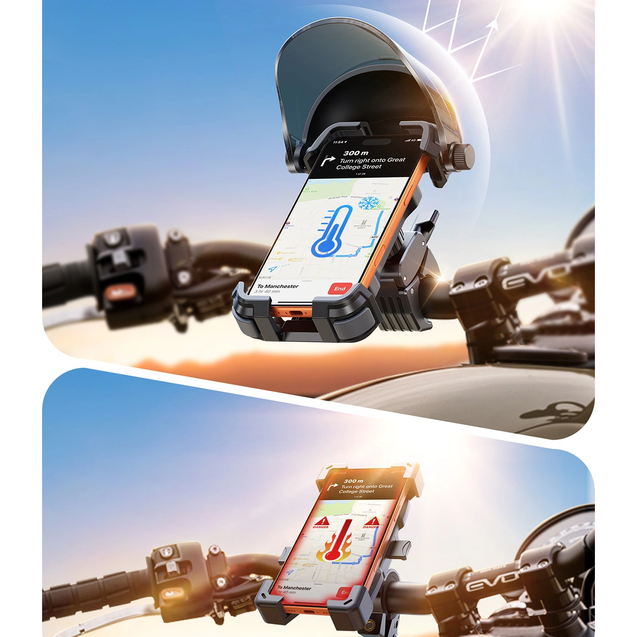 Support Vélo Moto avec Pare-soleil Joyroom JR-ZS528, 4,7 pouces - 7 pouces, Noir