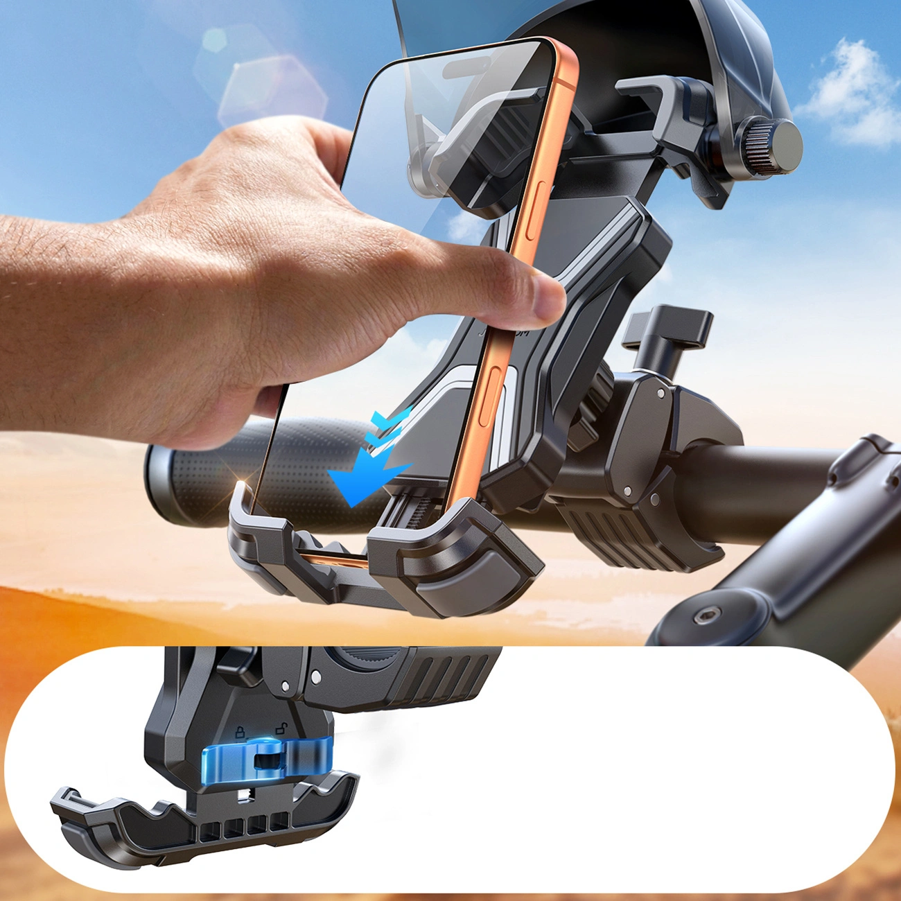 Support Vélo Moto avec Pare-soleil Joyroom JR-ZS528, 4,7 pouces - 7 pouces, Noir